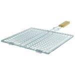 Σχάρα Χρωμίου Καρέ Γ με Ξύλινη Λαβή (31.5 X 27.5)