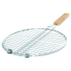 Σχάρα Χρωμίου Στρογγυλή Με Ξύλινη Λαβή (31Cm)